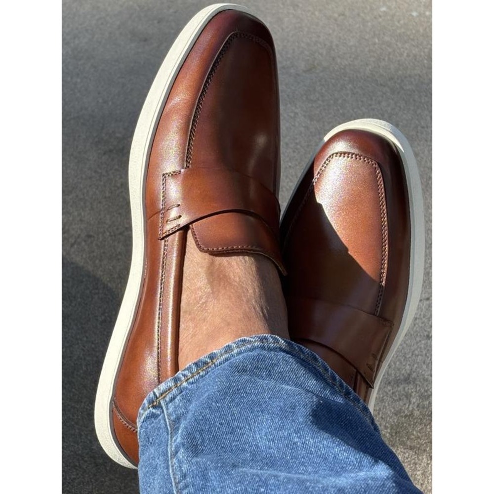 Alfani Alfatech Callumm Brown Leather Loafer‎ Sneakers Men's Size 9M Comfort